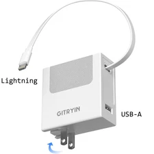65W USB C Retractable Type-C Cable Portable Fast Charging 18W with Foldable Plug