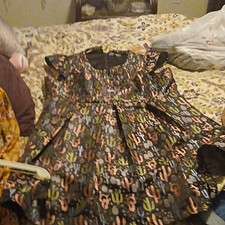 ModCloth Plus Size 26 Cactus Print Dress Black/Multicolor Short Sleeve