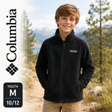 Columbia Fleece Jacket Youth M 10/12 Black Full Zip Boys Girls Outdoor School