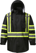 Reflective Rain Jackets for Men Waterproof,Hi Vis Safety Coat with Reflective St