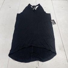 Express Tank Dress Womens Medium Black V Neck High Low Tunic Stretch Blouse NWT