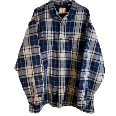 RedHead Long Sleeve Fleece Lined Shirt Shacket Mens 2xl Blue Plaid Flannel