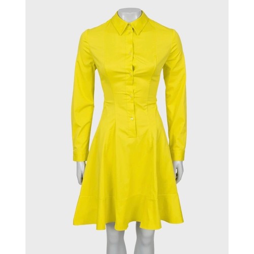 Christian Dior Yellow Cotton Blend Fitted Shirt Dress IT 42/M