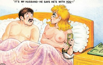Bamforth 2042 Comic Postcard - Chas Cartoon - Funny Bedroom Scene -