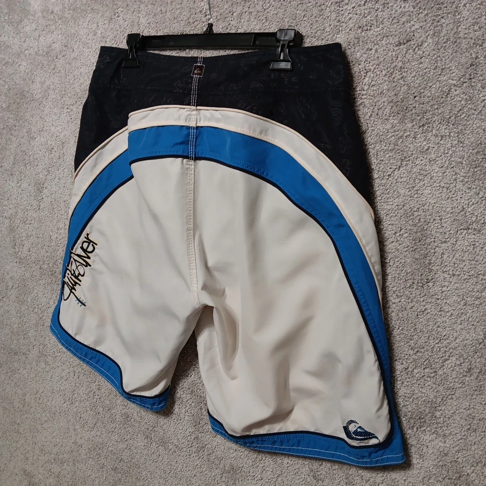 OG винтажный QUIKSILVER доска шорты X-LONG SLATER эпохи небесно-голубой белый размер 34 Y2K 90-х - Изображение 3 из 4