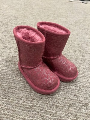 Toddler  Ugg Pink Leopard Glitter Boots sz 6c msrp 115$
