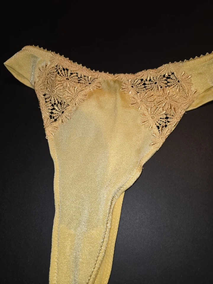 Tanga bragas vintage Felina amarillo brillante satinado talla pequeña nuevas sin etiquetas  Foto 3 de 4