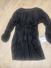 ASOS Design Pillse Blouson Sleeves and Waist Mini Dress Black Never Worn 6