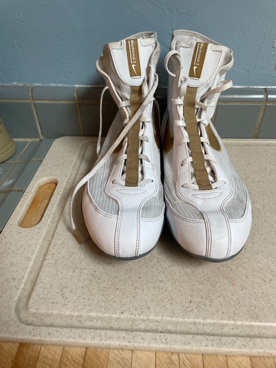 Nike Machomai 2 White & Gold Men's High-Top Boxing Shoes size 11