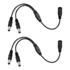2Pcs 12V DC Power Splitter Cable 5.5mm x 2.1mm 1 Female to 2 Male 24AWG