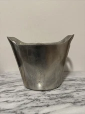 Pottery Barn Barona Silver Aluminum Chrome Ice Bucket Wine Chiller