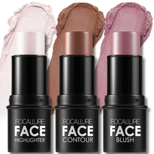 3 Pcs Cream Contour Sticks,Shades with Highlighter  Bronzer  Blush,Non-Greasy