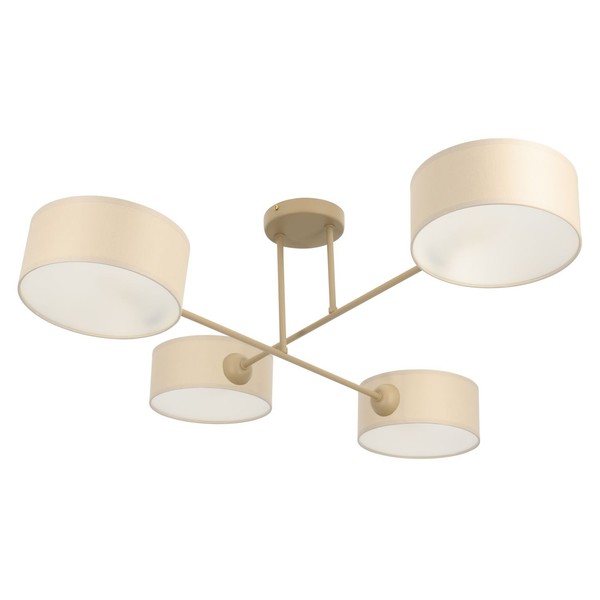 Deckenleuchte Wohnzimmer Stoff Beige Hellbeige E27 L:80 Cm Deckenlampe Flur-image