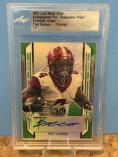 Trey Sermon 2021 Leaf Metal Draft 1/1 Autograph Pre-Production Prismatic Green