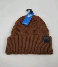 NWT - Adidas Unisex Standard Fit Cable Knit Beanie Preloved Brown/Black Hat Cap