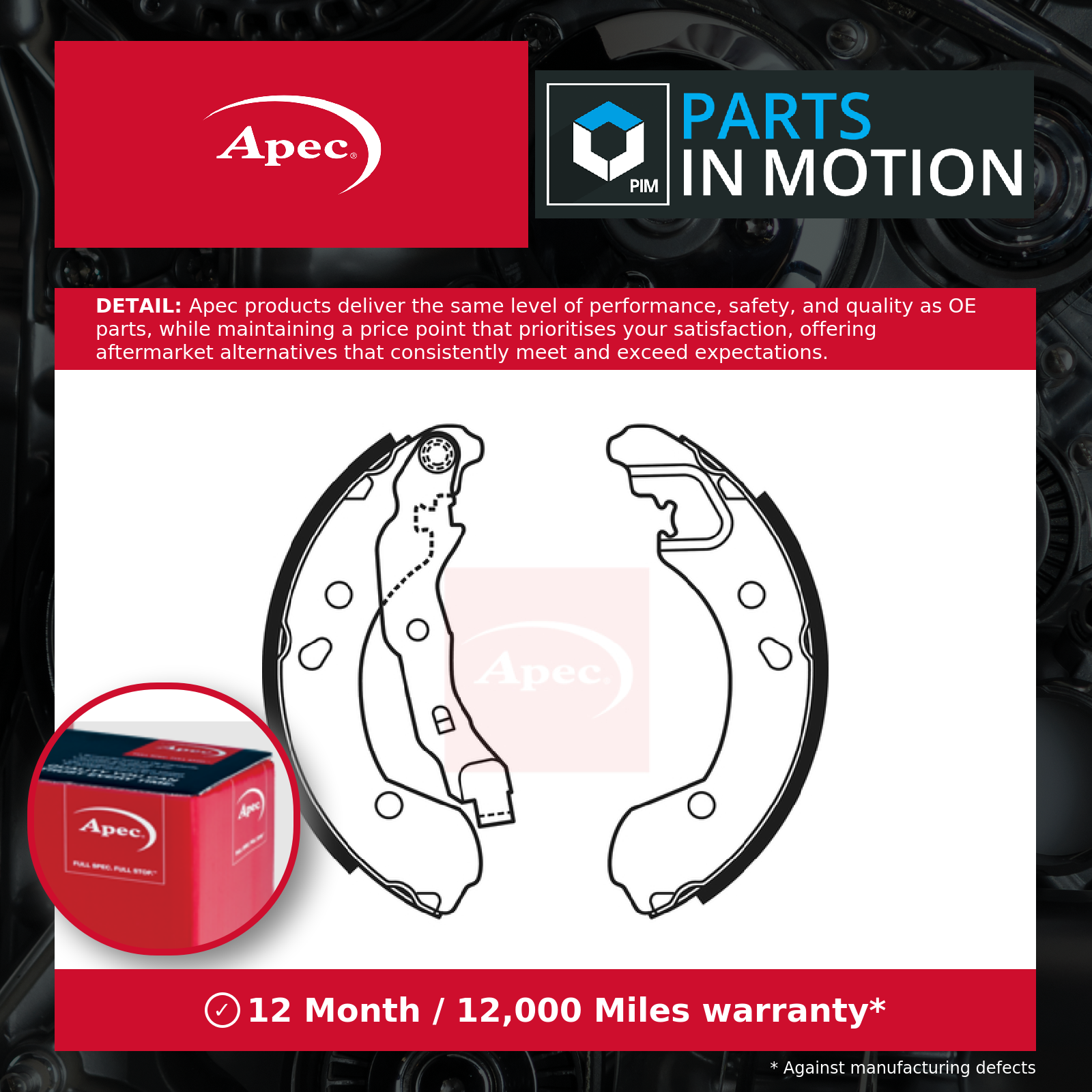 Apec Brake Shoes Rear 44060AX625 7701208357 8671020711 SHU653 - Image 9