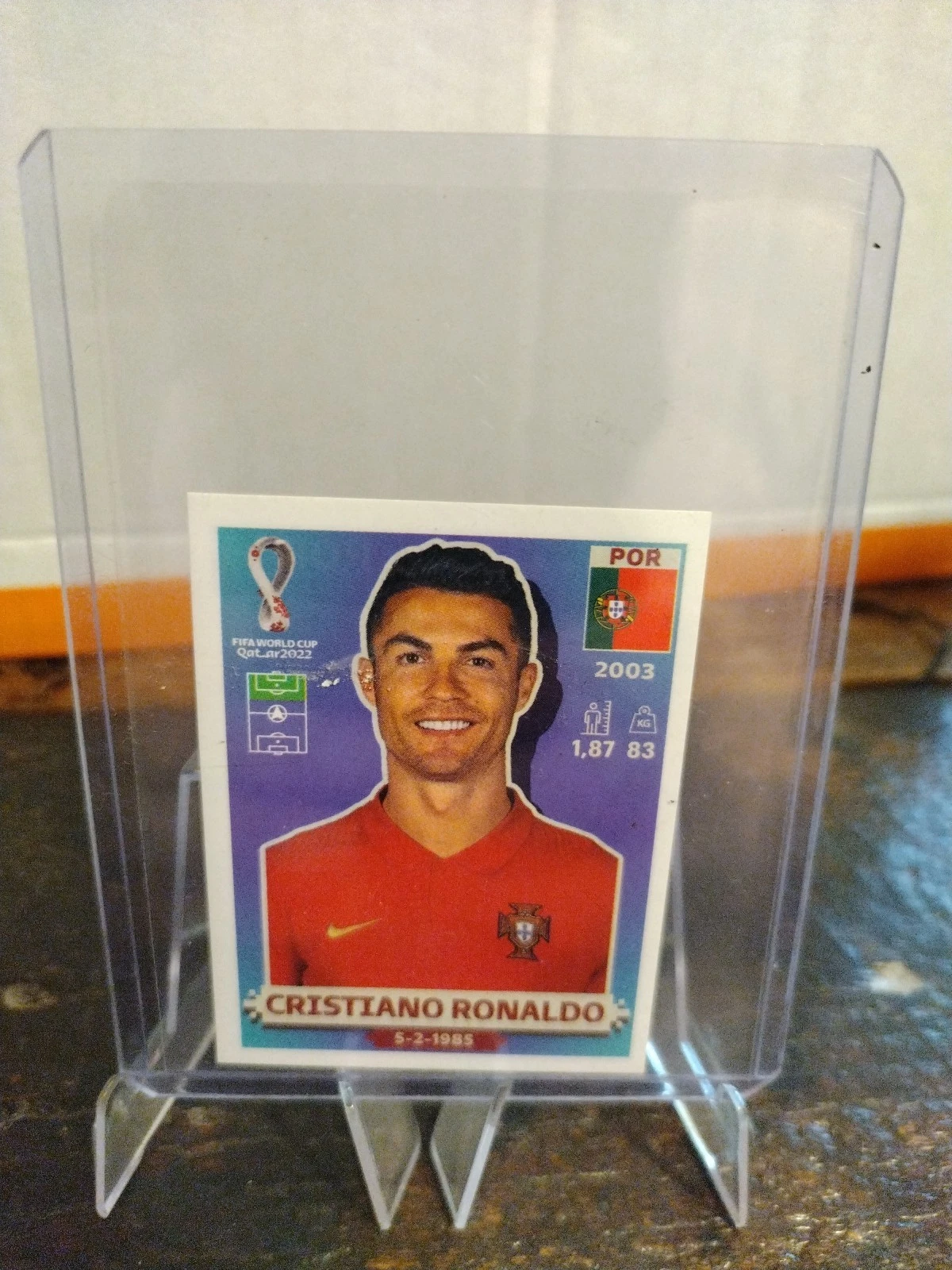 Panini 2022 FIFA World Cup Qatar Cristiano Ronaldo POR 18 Sticker White Border