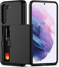 Samsung Galaxy S23 Plus Case with Card Holder Black Slim Dual Layer Heavy Duty