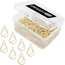 250 PCS Gold Paper Clips, Teardrop Paperclips, 1 Inch Cute, Stainless Steel,
