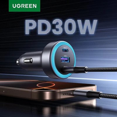 UGREEN PD30W Car Charger USB C Fast Charging Adapter for iPhone 17 16 15