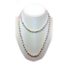 COLLANA di PERLE SCARAMAZZE e FLUORITE con INSERTI RODIATI ORO - 100cm