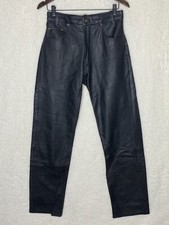 Vintage Echtes Leder Black Straight Leg 100 Leather Pants 5 Pocket 28x31 Size 6
