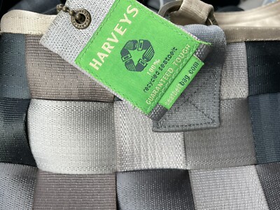 Harveys Recycled Seatbelt Gray/Black/Beige Black Shades Messenger Bag Purse RARE