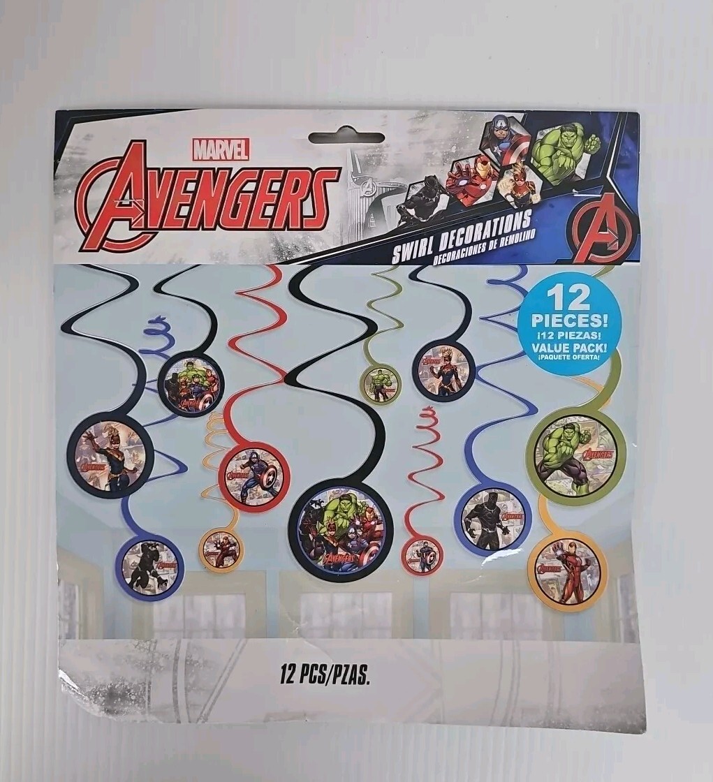 Amscan Avengers Hängedekoration – 12-teiliges Set Mit Captain Marvel, Iron Man, Hulk & Co. Für Mottopartys