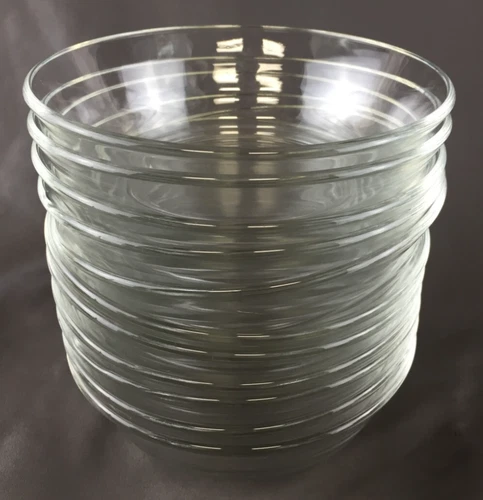 Set of 11 Clear Glass Shallow Soup Cereal Dessert Bowls - 5 7/8" Diameter