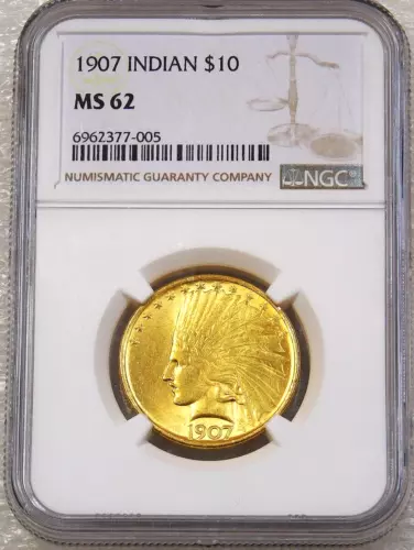 1907 $10 Indian Gold Eagle NGC MS62 Premium Quality Beautiful coin #N90