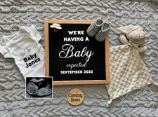 Personalise Pregnancy Announcement Letter Board Scan New Baby DIGITAL FILE