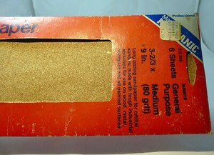 Sand Paper 80 grit Medium General Purpose 4 sheets ( 3-2.3X9") MM8016