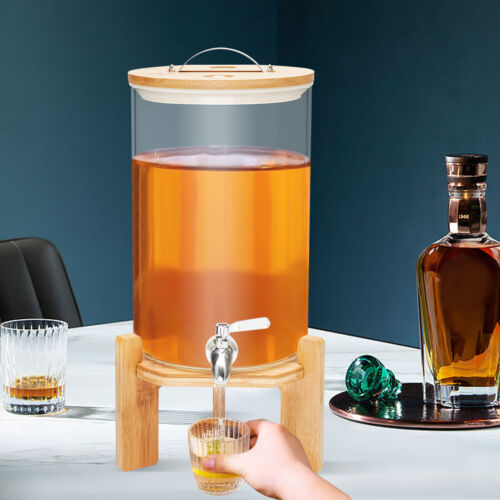 2 Gallons Glass Drink Beverage Dispenser with Spigot, Lemonade Dispenser Jar
