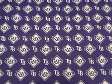TAMPA BAY RAYS MLB 100% COTTON 1/2 YARD PIECE (18"x58") BLUE BRAND NEW DESIGN