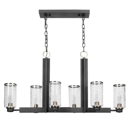 Uttermost Jarsdel 6-Light Farmhouse Steel and Glass Island Light in Sanded Black - Picture 5 of 8
