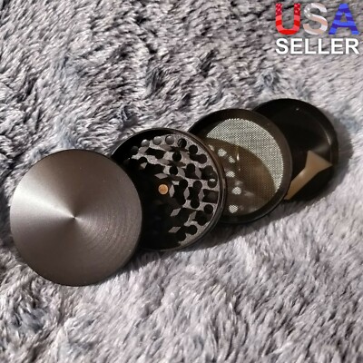 50mm Small Black 4 Piece Tobacco Herb Grinder Portable Metal Travel Size
