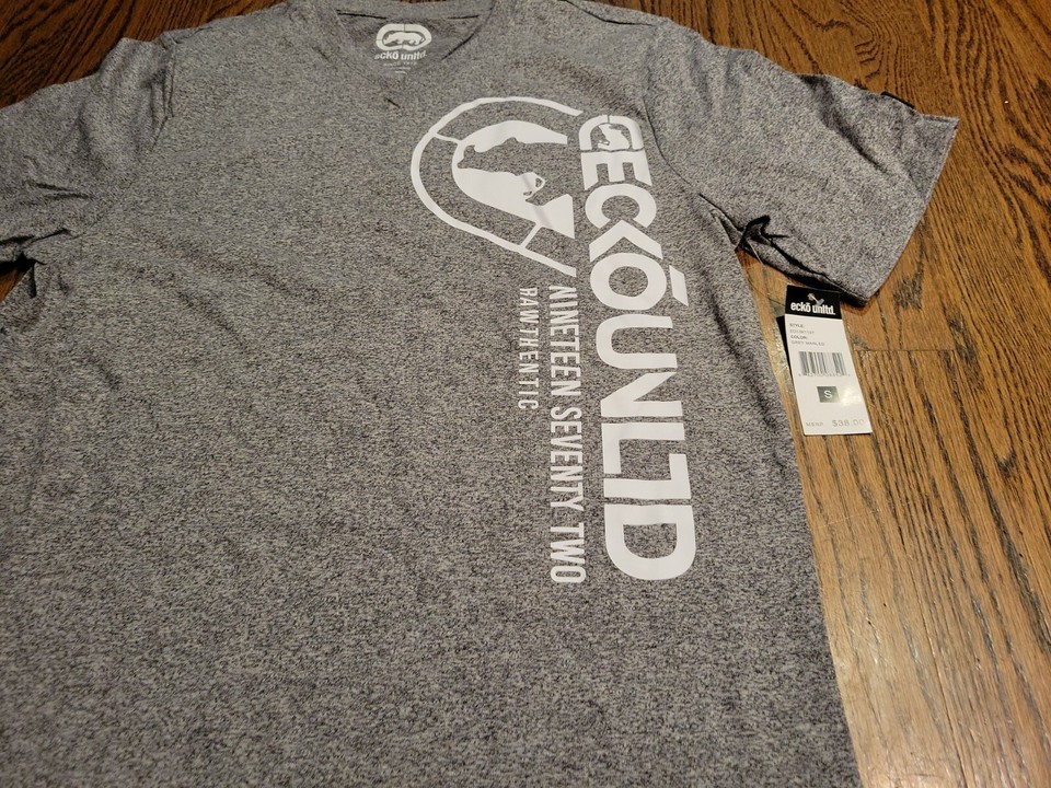 Ecko Unltd VNeck Mens TShirt Grey Size S New With Tags Unlimited