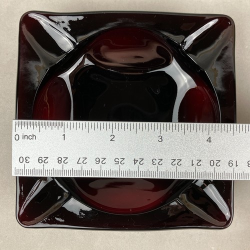 Vintage Anchor Hocking Deep Red Royal Ruby Glass 4.5" Ashtray - Picture 2 of 8
