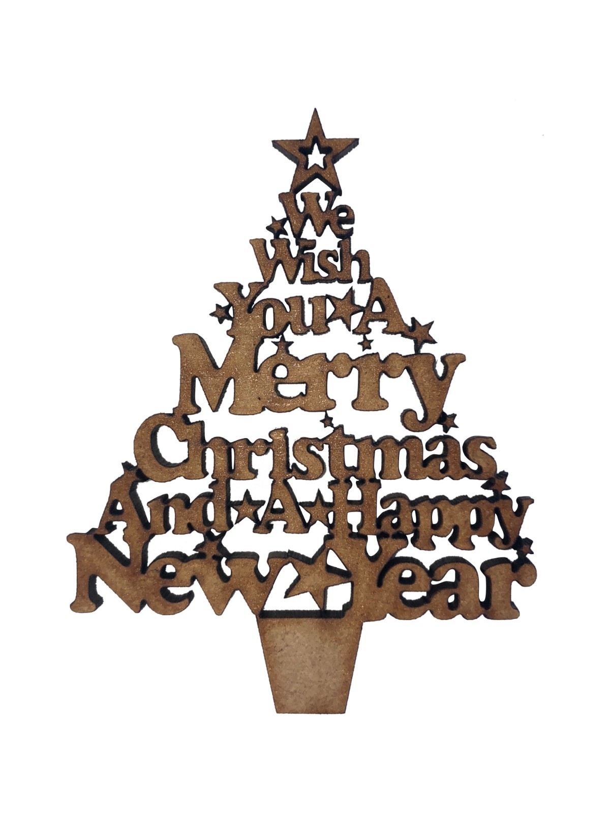 2x Merry Christmas Tree 7cm Wood Craft Embelishments Laser Cut Shape MDF