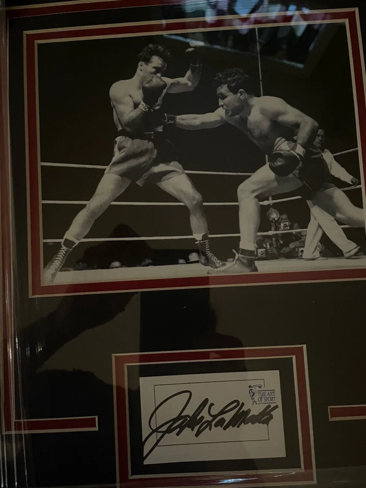 Jake LaMotta Firmado Enmarcado Con 8x10 Foto Toro Salvaje JSA Foto 2 de 3