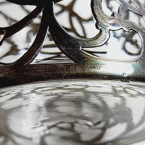 ART DECO SILVER OVERLAY GLASS PITCHER Monogrammed "LBR" Stress Crack Last Pict. - Picture 13 of 15