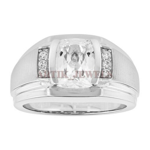 Bague Imposante En Argent 925 Avec Topaze Blanche - Neuf Sans Emballage - Bijou Femme