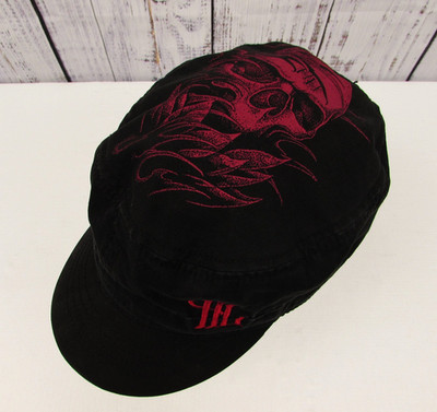 Rare 2007 Hart & Huntington BLK & Red Skull Graphic Men s L-XL Cadet Cap Hat