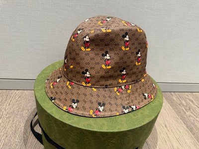 Gucci Disney Mickey Mouse Collaboration GG Supreme Bucket Hat Cap Size M Rare
