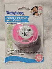 New Baby King Printed  Pacifier W/ Cover Silicone Nipple DREAM BIG w/ UNICORN
