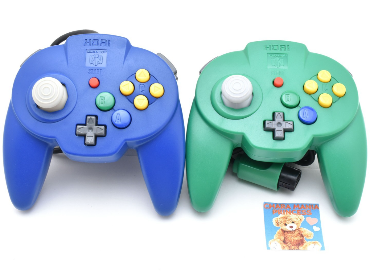 Lot 2 Nintendo 64 N64 Hori Pad Mini Controller Green Blue