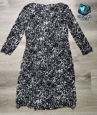Lauren Ralph Lauren Womens Black White Printed Faux Wrap Dress Womens size 10
