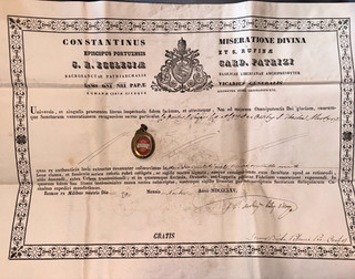 ANTIQUE 1865 VINTAGE CATHOLIC 1st CLASS ST. LAZARUS & ST. THECLA RELIC W/COA
