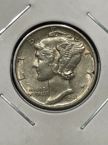 1941 D - Silver Winged (Mercury) Dime - a nice upper mid-grade coin, AU