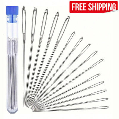 15Pcs Large Eye Sewing Needles 3 Sizes Easy Embroidery Thread Hand DIY Quilting
